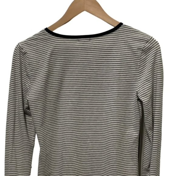 J.Crew Gray White Navy Trim Long Sleeve T Shirt XS - Picture 2 of 9